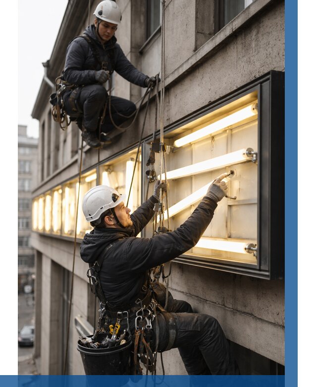 Замена ламп в вывеске в Кыштыме под ключ от 3635 р. | ВЫСОТНИК-Кшт