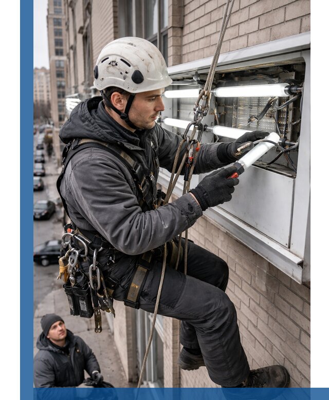 Профессиональная замена ламп в наружной вывеске в Кыштыме