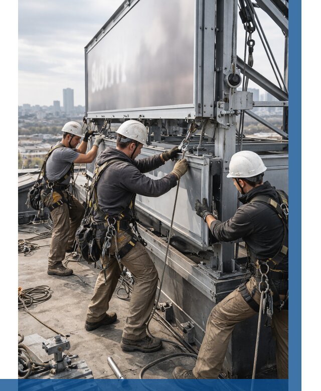 Монтаж крышной рекламной конструкции в Кыштыме от 62316 р.|ВЫСОТНИК-Кшт