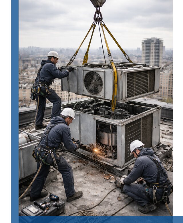 Демонтаж крышной установки в Кыштыме любой сложности