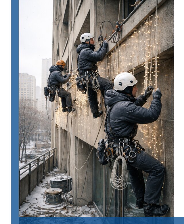 Монтаж новогодней иллюминации и украшение фасадов в Кыштыме