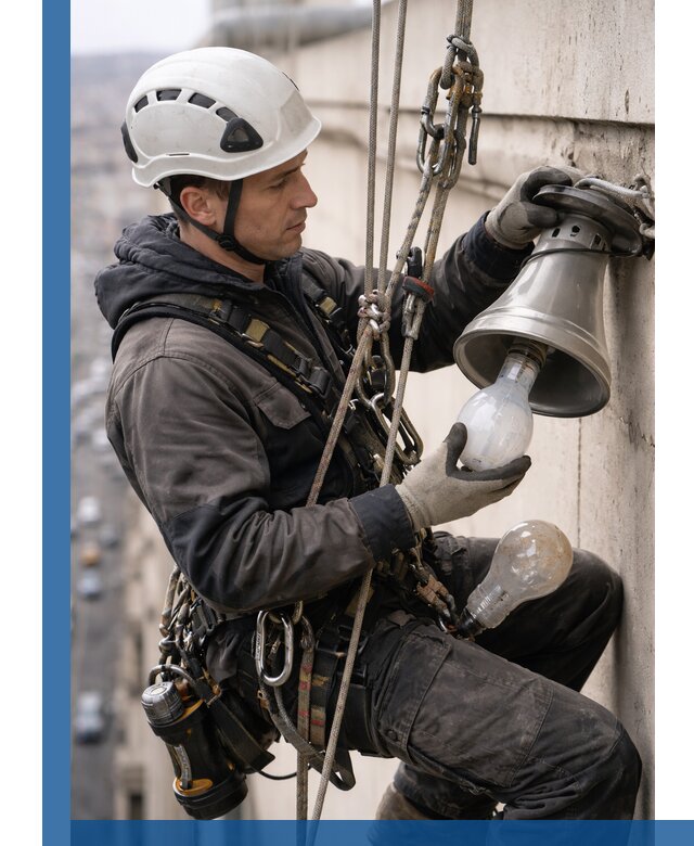 Замена ламп на высоте в Кыштыме профессионально и быстро