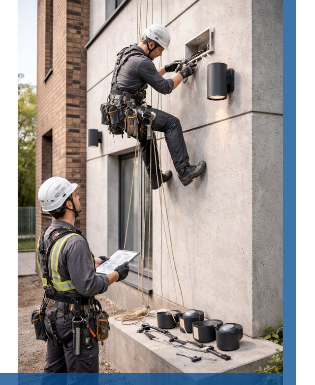 Монтаж фасадного освещения в Кыштыме от 2597 р. | ВЫСОТНИК-Кшт