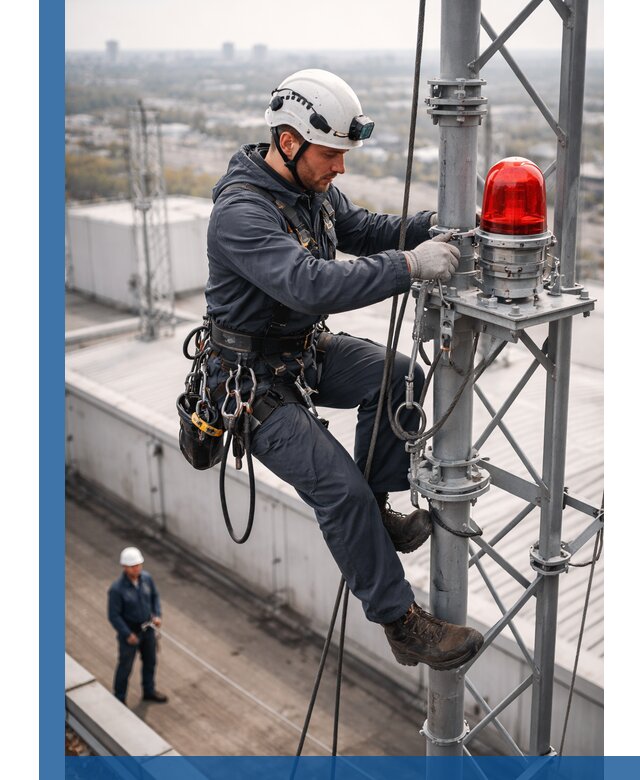 Монтаж заградительных огней и обслуживание объектов в Кыштыме