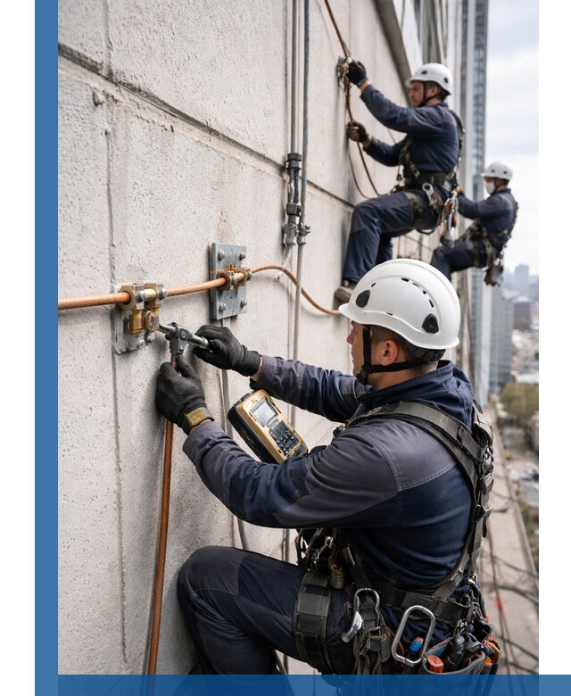 Монтаж системы заземления здания и молниезащиты в Кыштыме