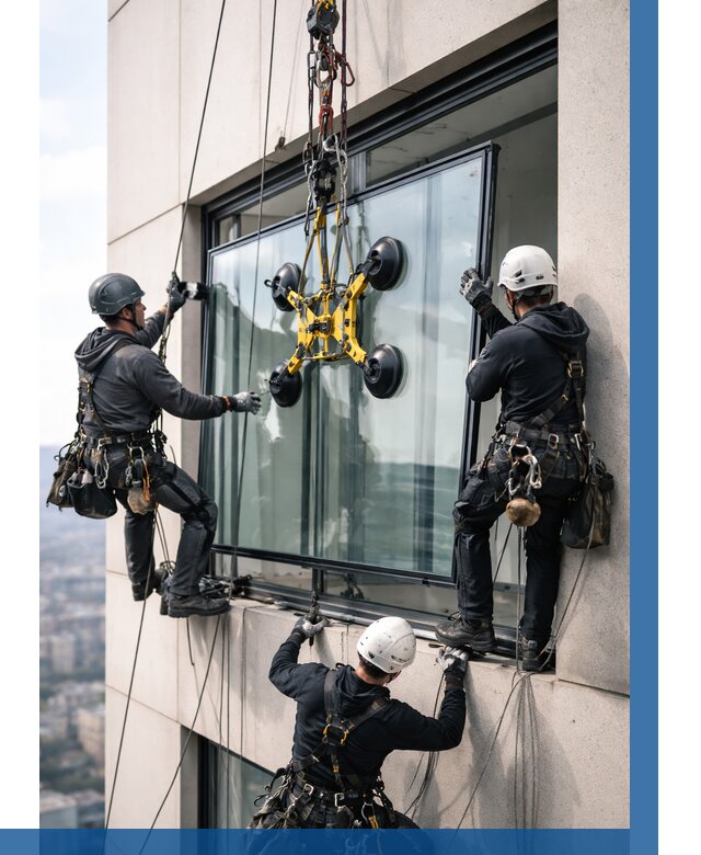 Монтаж стеклопакетов на высоте в Кыштыме от 3324 р. | ВЫСОТНИК-Кшт