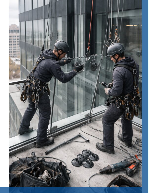 Монтаж стеклянных ограждений в Кыштыме от 2597 р. | ВЫСОТНИК-Кшт