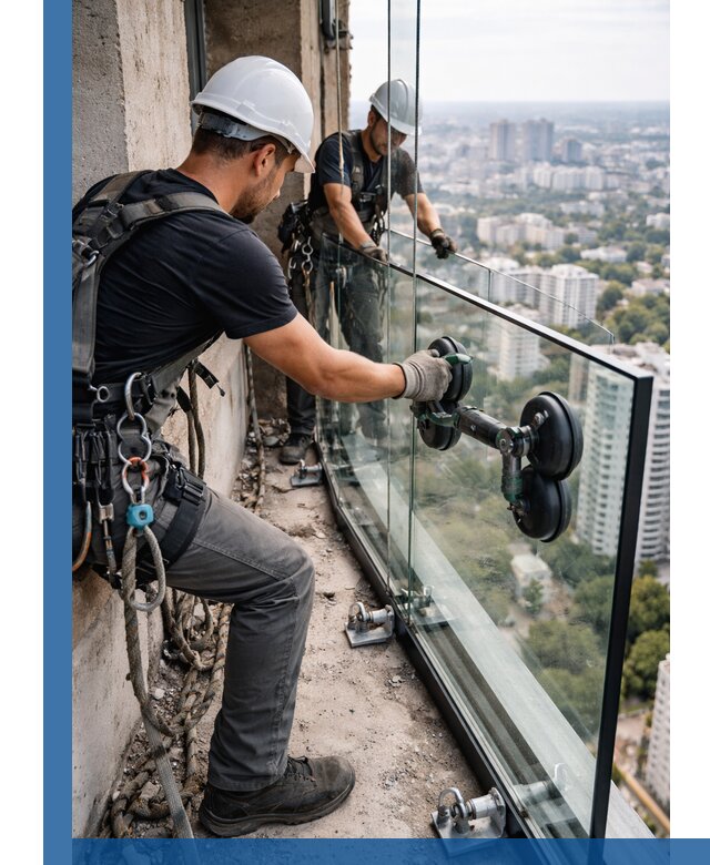 Монтаж стеклянных ограждений под ключ с гарантией в Кыштыме