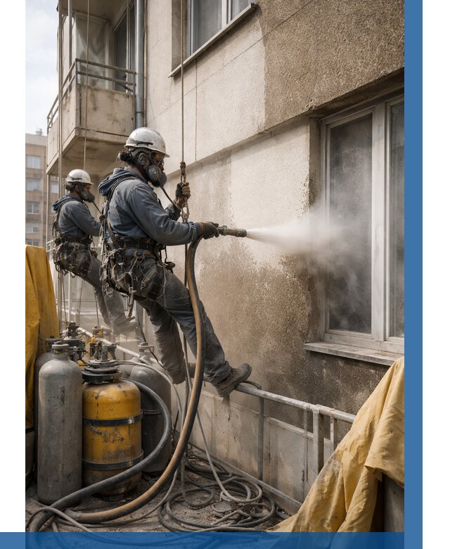 Пескоструйная очистка фасада в Кыштыме от 675 р. | ВЫСОТНИК-Кшт