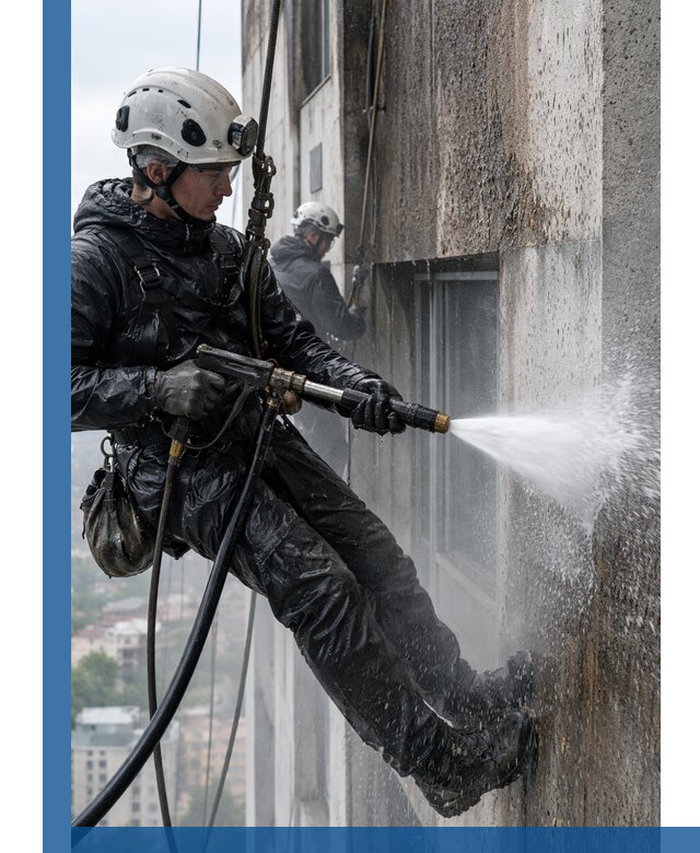 Гидроструйная очистка фасадов и конструкций в Кыштыме