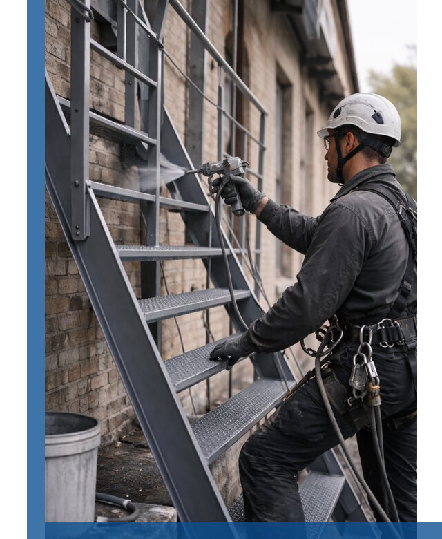 Покраска и антикоррозионная защита пожарных лестниц в Кыштыме