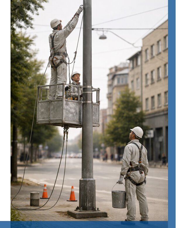 Покраска опор освещения в Кыштыме от 5193 р. | ВЫСОТНИК-Кшт