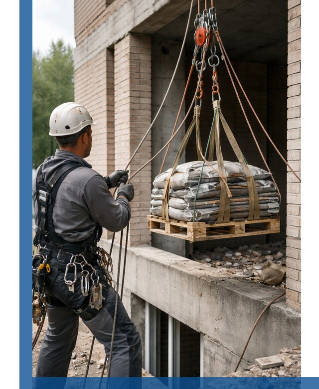 Подъем материалов на этаж веревками в Кыштыме оперативно