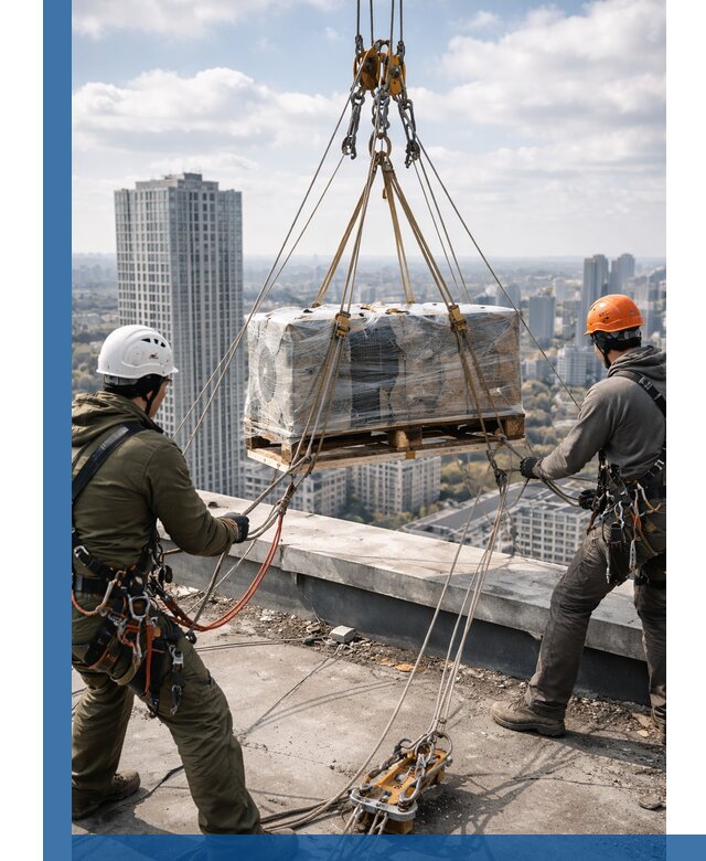 Подъем и монтаж крупногабаритных грузов на крышу в Кыштыме