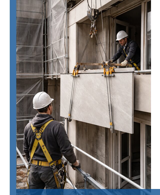 Подъем керамогранита на этаж в Кыштыме грузчиками и техникой