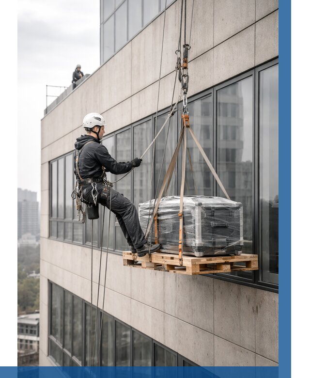 Спуск груза по фасаду в Кыштыме от 3635 р. | ВЫСОТНИК-Кшт