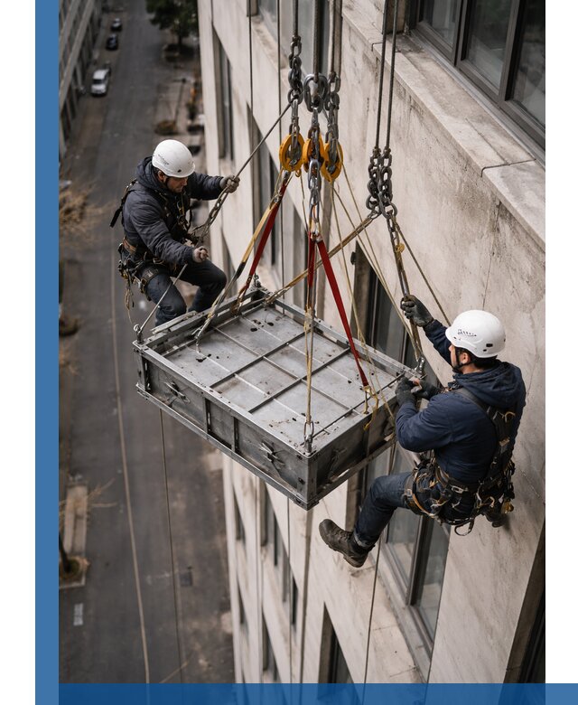 Спуск и подъем грузов по фасаду в Кыштыме для зданий