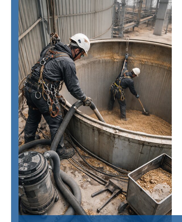 Профессиональная чистка зерновых бункеров в Кыштыме с выездом