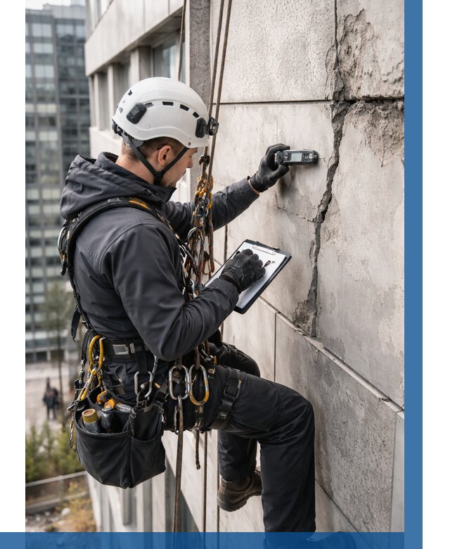 Обследование фасада альпинистами в Кыштыме от 125 р. | ВЫСОТНИК-Кшт