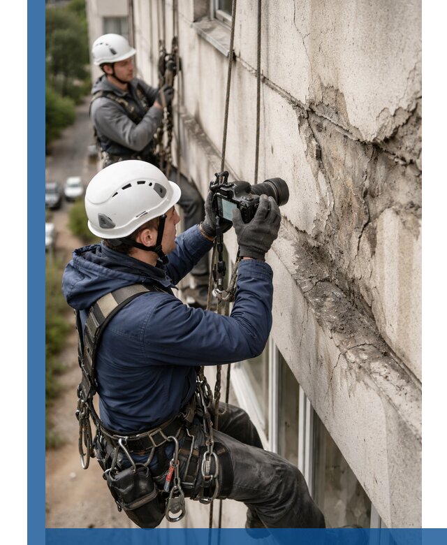 Фотофиксация дефектов фасада с высотной съемкой в Кыштыме