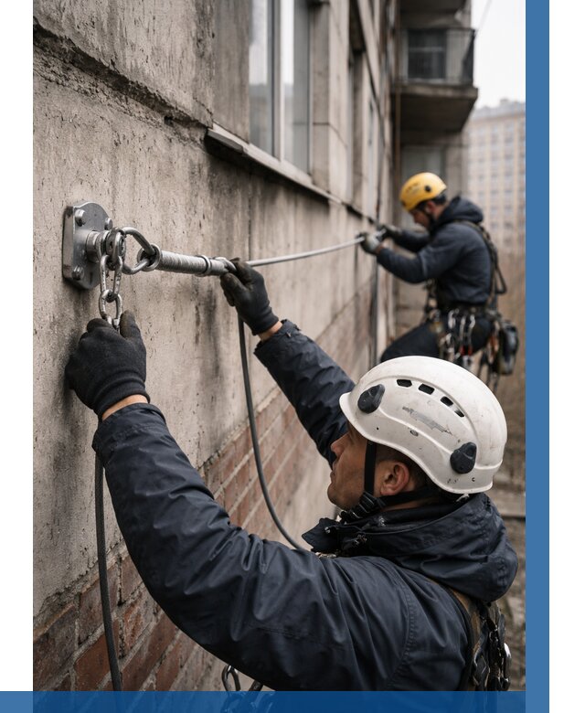 Монтаж анкерных линий в Кыштыме от 3116 р. | ВЫСОТНИК-Кшт