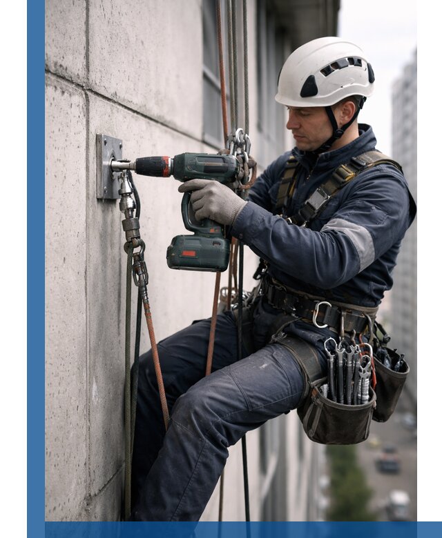 Установка анкерных точек для высотных работ в Кыштыме